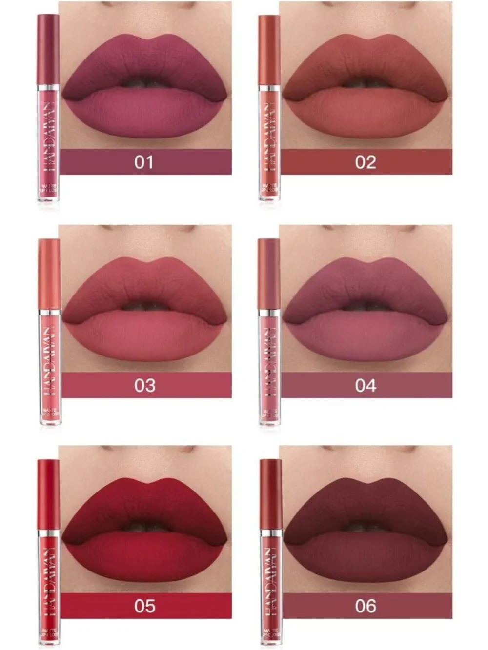 6Pcs Waterproof Matte Liquid Lipstick Set - Non-Stick Cup Lip Gloss Collection
